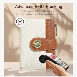 RFID-Blocking White and Brown Wallet